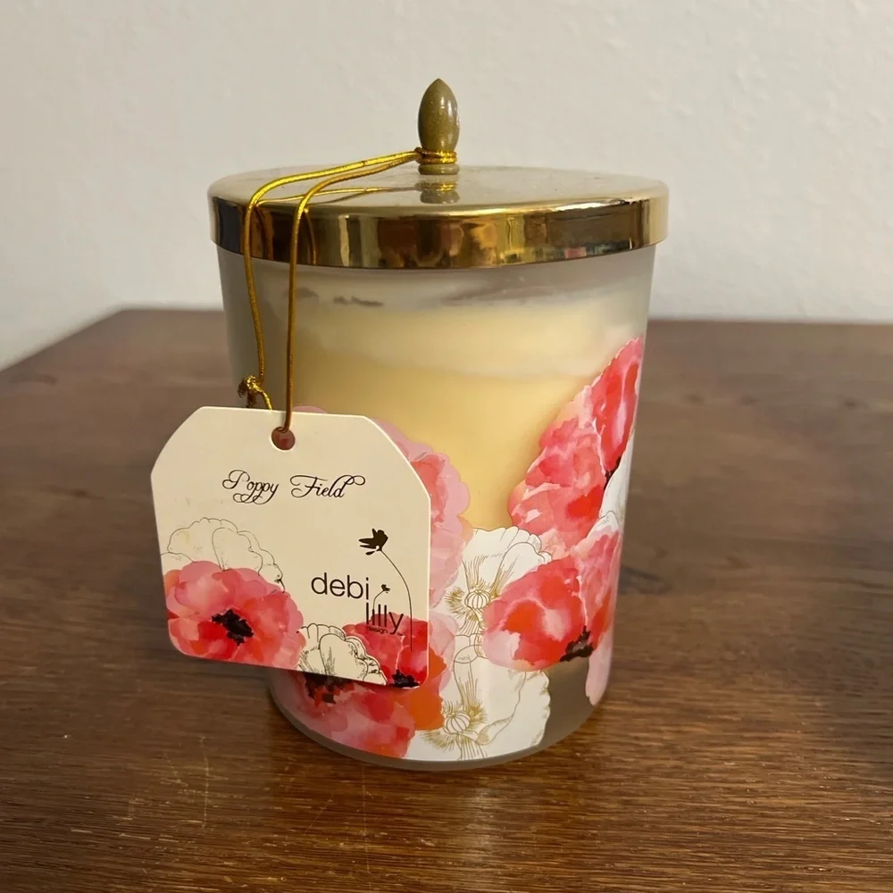 Debi Lilly ‘Poppy Field’ Floral Jar Candle – Used / Decorative”